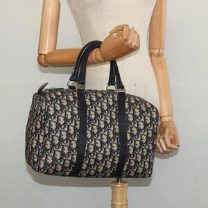 Christian Dior Trotter Canvas Hand Bag Navy Silver Auth